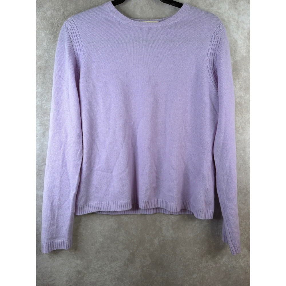Valerie Stevens Sweater Womens M Lavender 100% Cashmere Cable Knit Crewneck